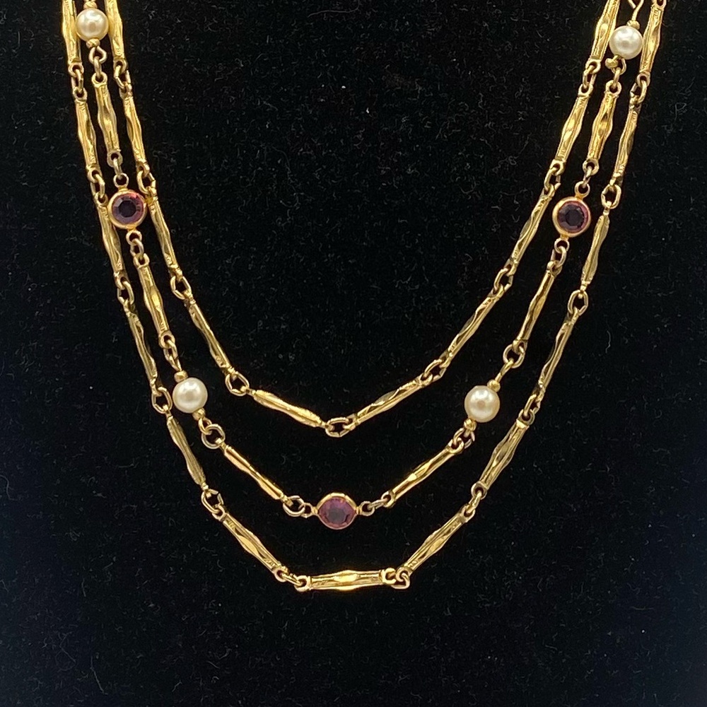 1928 Gold tone Layered Chain Necklace - Picture 3 of 7